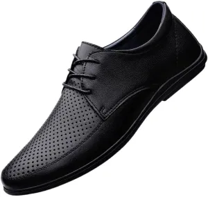Men's Breathable Comfortable Business Oxford Shoes Men Fashion Classic Pointed Toe Lace Up Low Top Genuine Leather Dress Shoes