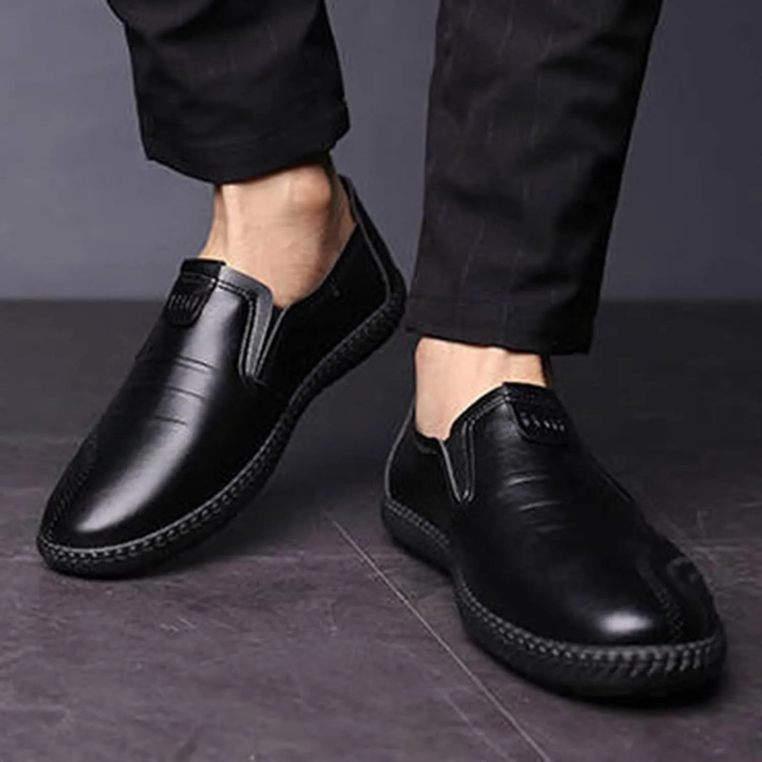 Mens Business Casual Shoes Wide Classical Style Leather Shoes for Men Mens Dress Shoes Loafers for Men Slip-Ons Casual