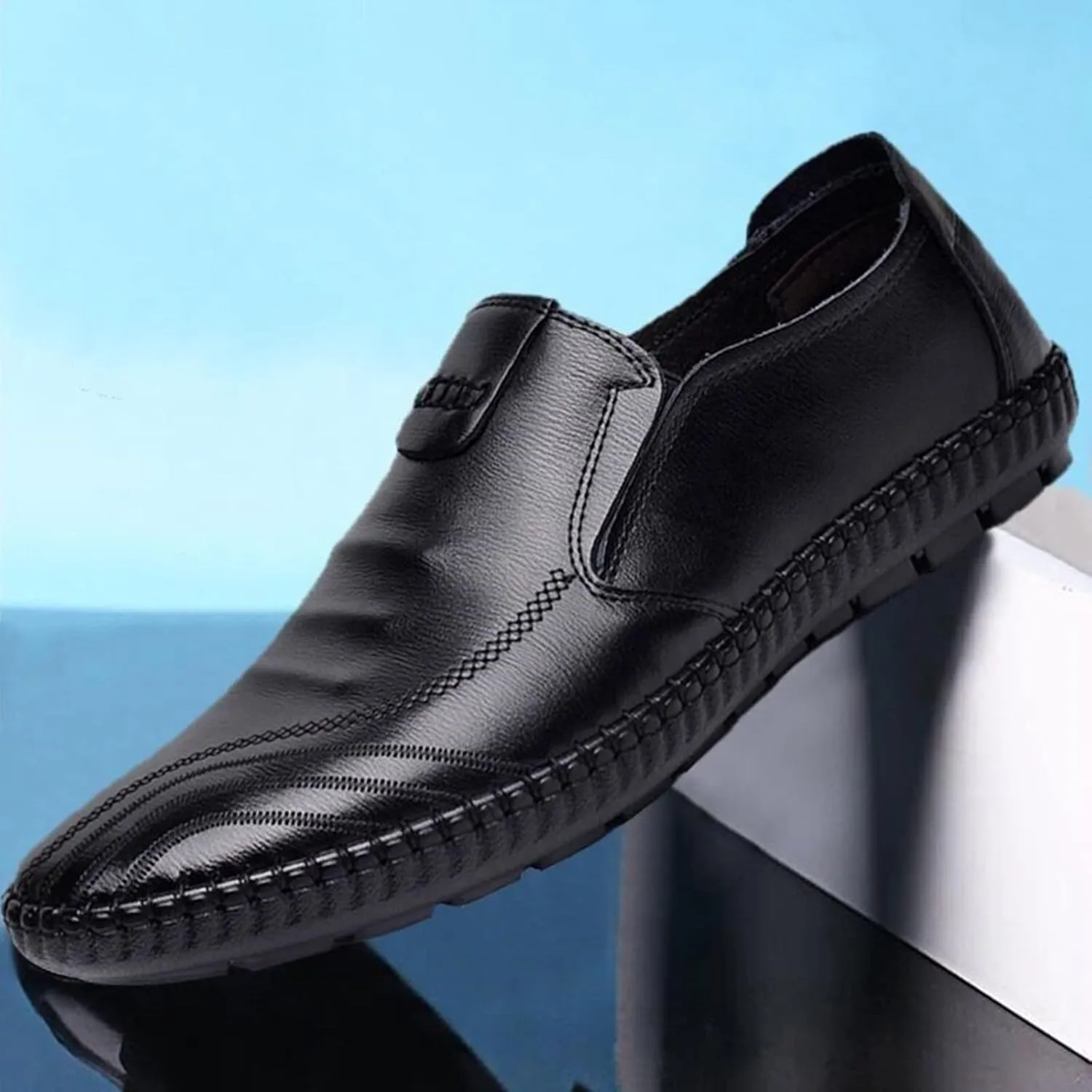 Mens Business Casual Shoes Wide Classical Style Leather Shoes for Men Mens Dress Shoes Loafers for Men Slip-Ons Casual