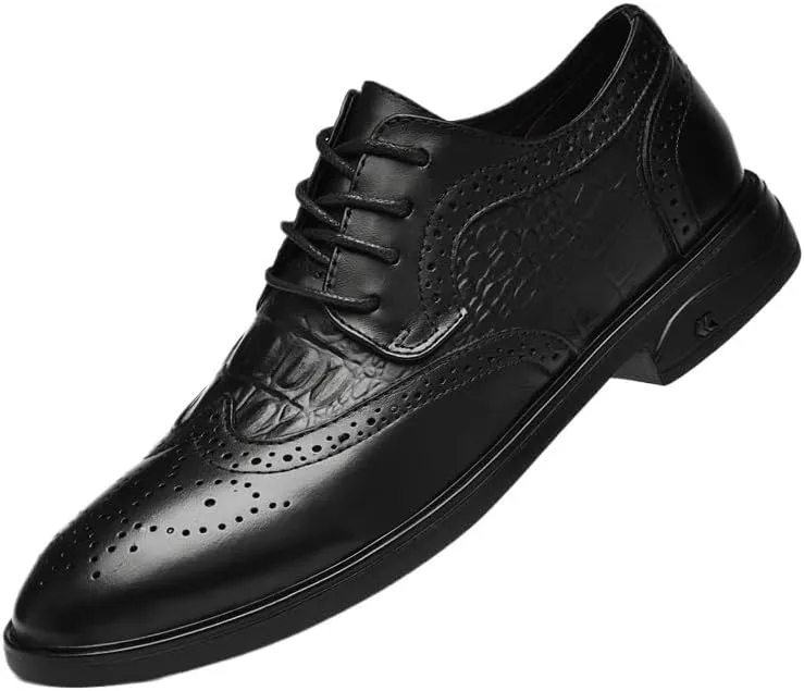 Men's Comfortable Business Casual Oxford Shoes Mens Retro Dressy Suit Tuxedo Shoes Non-Slip Softsole Weeding Prom Derby Shoes