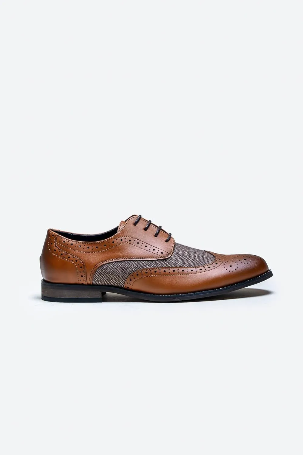 Mens Derby Lace Up Wedding Brogue and Herringbone Dress Shoes