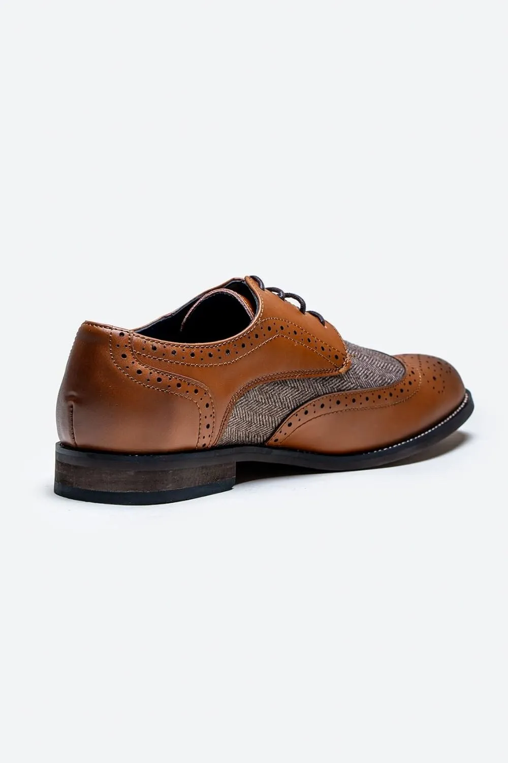 Mens Derby Lace Up Wedding Brogue and Herringbone Dress Shoes