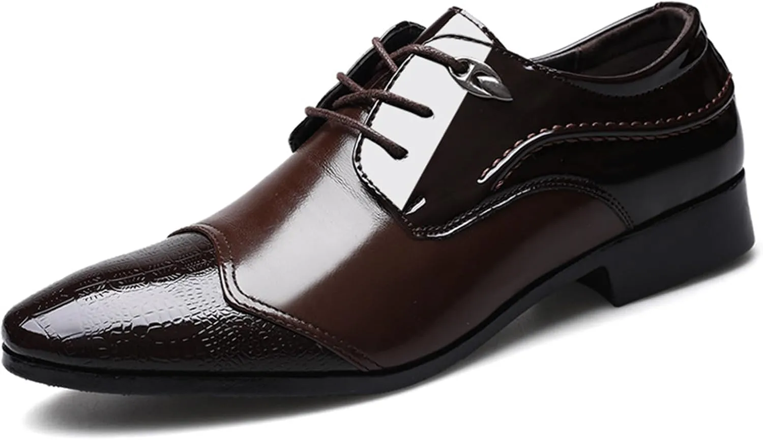 Mens Dress Oxford Shoes Pointed Toe Patent Leather Lace-ups Formal Derbys Business Wedding Shoes