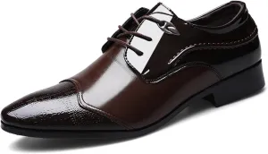 Mens Dress Oxford Shoes Pointed Toe Patent Leather Lace-ups Formal Derbys Business Wedding Shoes