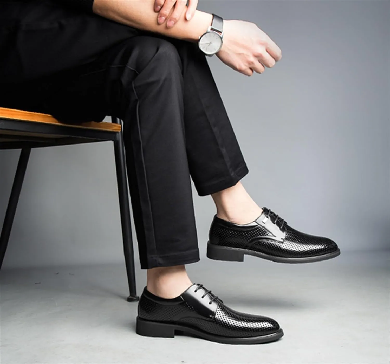 Men's Dress Shoes Brogue Oxfords Shoes Pointed Toe Derbys Shoes Non Slip Casual Business Work Formal Shoes for Men(8)
