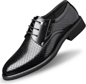Men's Dress Shoes Brogue Oxfords Shoes Pointed Toe Derbys Shoes Non Slip Casual Business Work Formal Shoes for Men(8)