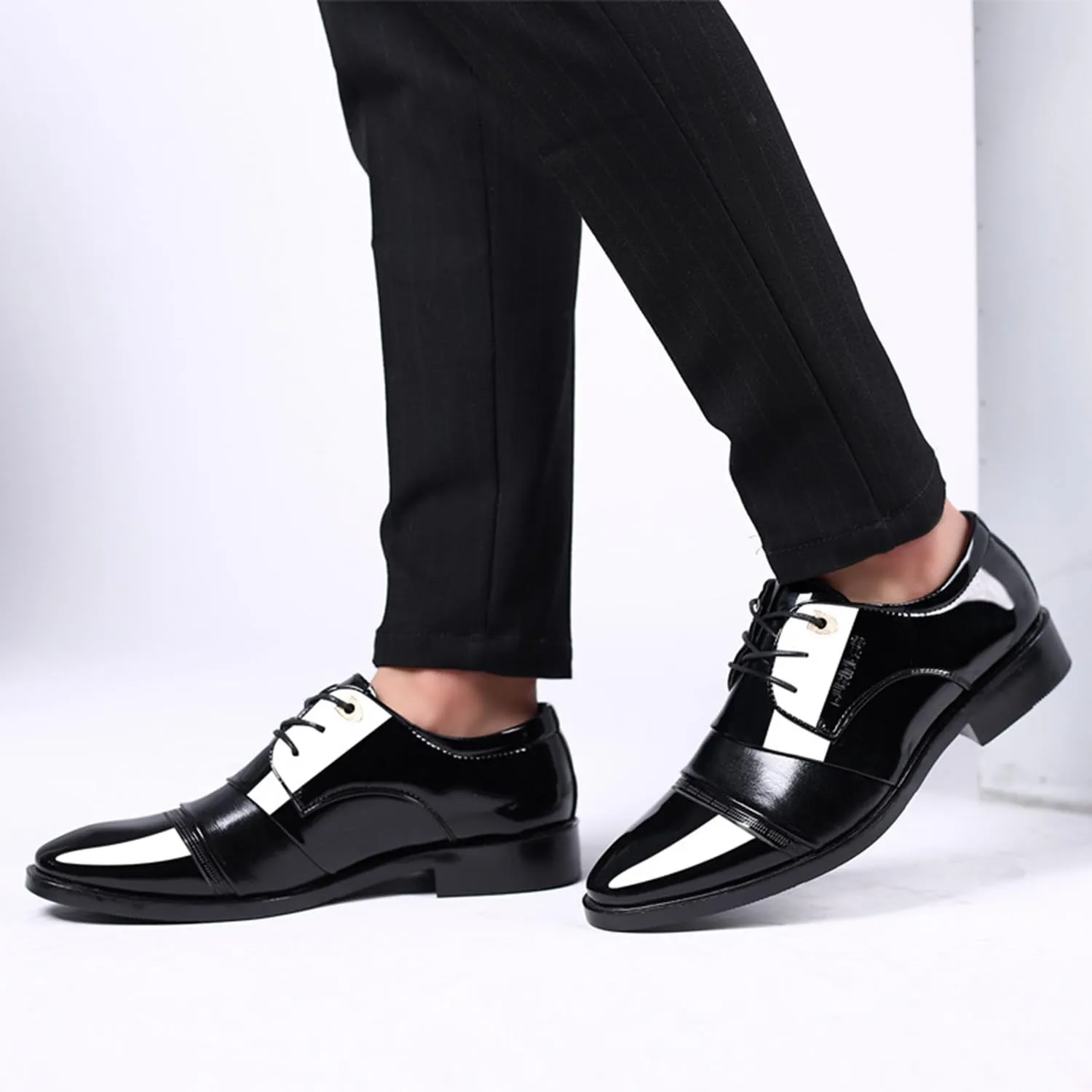 Men's Dress Shoes Fashion Patent Leather Oxfords Classic Lace-up Formal Tuxedo Shoes Business Wedding Derby Shoes