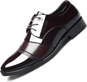 Men's Dress Shoes Fashion Patent Leather Oxfords Classic Lace-up Formal Tuxedo Shoes Business Wedding Derby Shoes