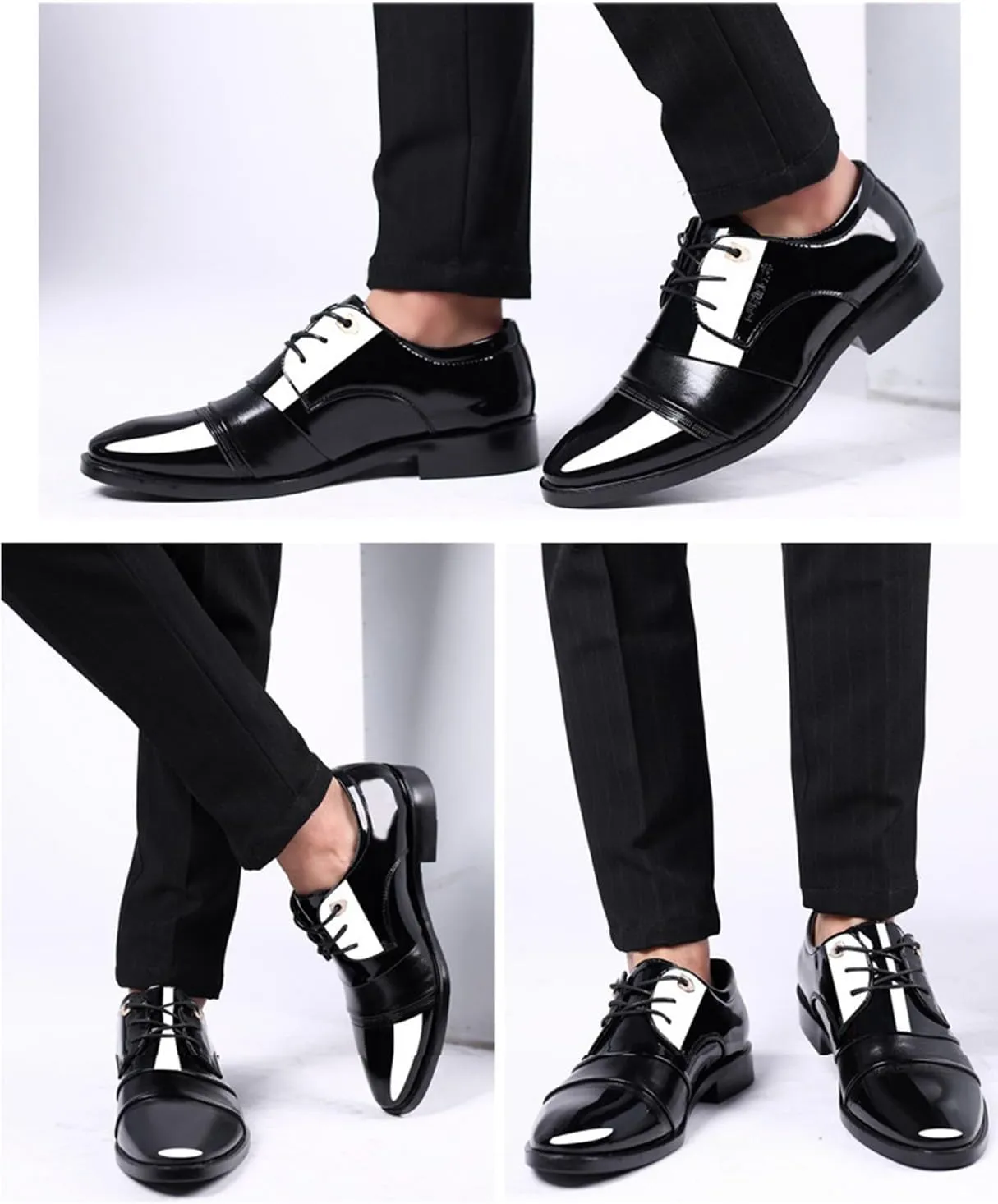 Men's Dress Shoes Fashion Patent Leather Oxfords Classic Lace-up Formal Tuxedo Shoes Business Wedding Derby Shoes