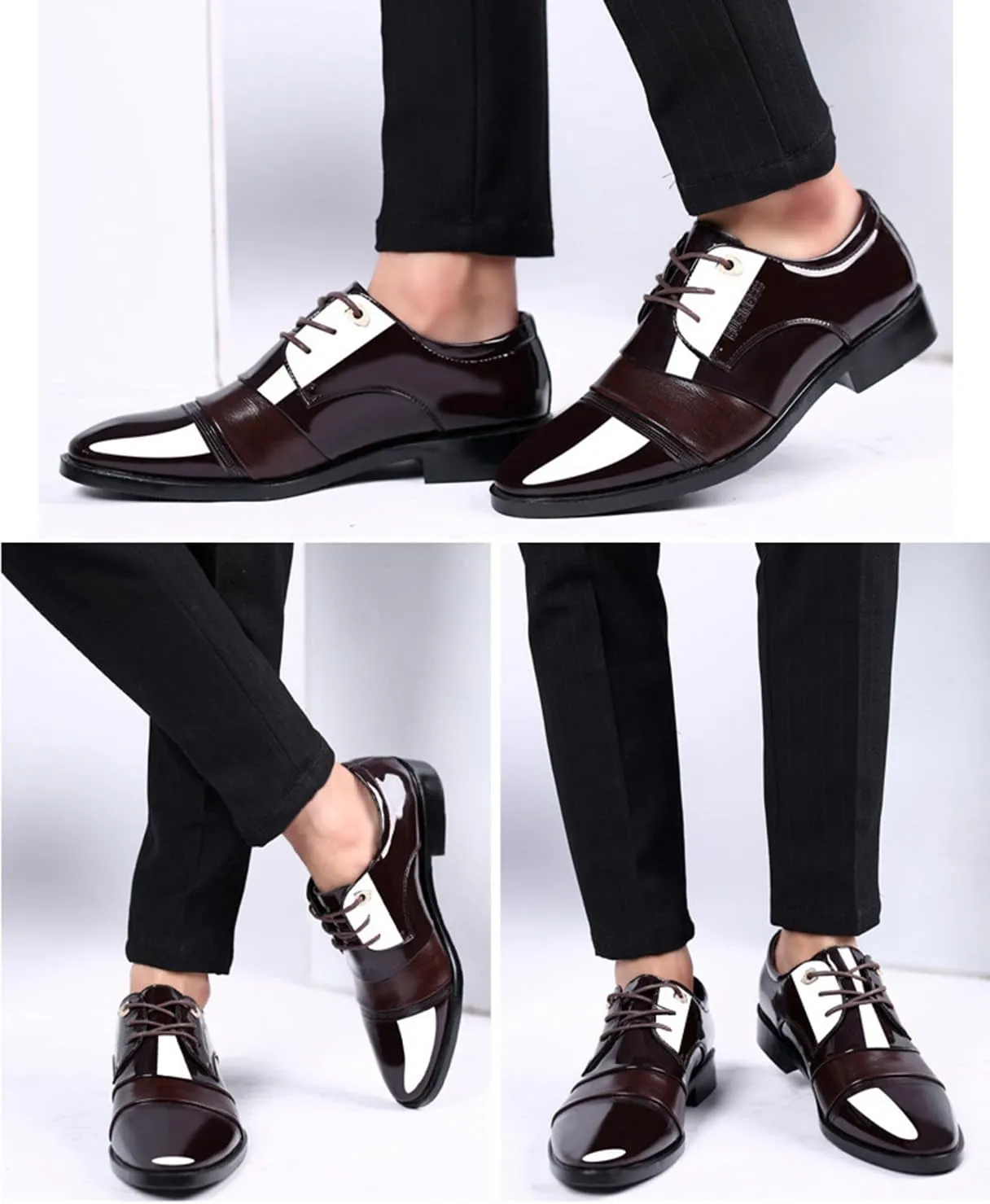 Men's Dress Shoes Fashion Patent Leather Oxfords Classic Lace-up Formal Tuxedo Shoes Business Wedding Derby Shoes