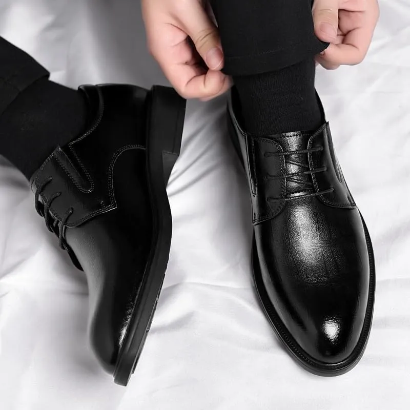 Men's Dress Shoes Men Classic Lace-up Formal Business Oxfords Shoes Men Genuine Leather Comfort Brogue Shoes