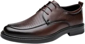 Men's Fashion Classic Pointed Toe Lace Up Low Top Leather Dress Shoes