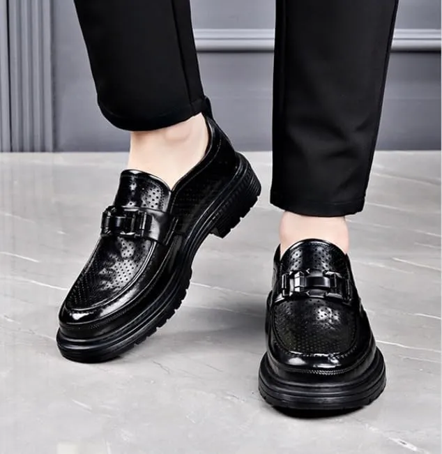 Men's Fashion Luxury Slip on Formal Business Oxford Shoes Breathable Leather Wingtip Brogue Shoes for Men