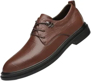 Mens Lace Up Dress Shoes Classic Fashion Pointed Toe Low Top Leather Derby Shoes Non-Slip Softsole Walking Oxford Shoes