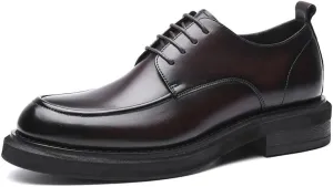 Men's Leather Oxfords Casual Business Shoes Lace Up Formal Dress Shoes Lightweight Fashion Derby Shoe for Men(Brown,7)