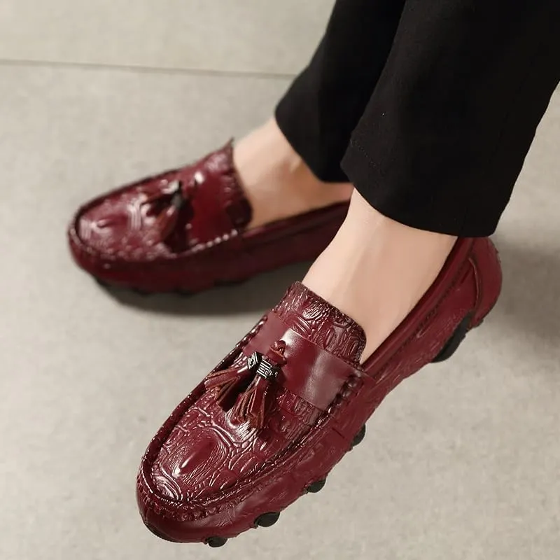 Men's Loafers PU Leather Tassel Penny Loafers Flat Heel Lightweight Comfortable Walking Outdoor Slip On
