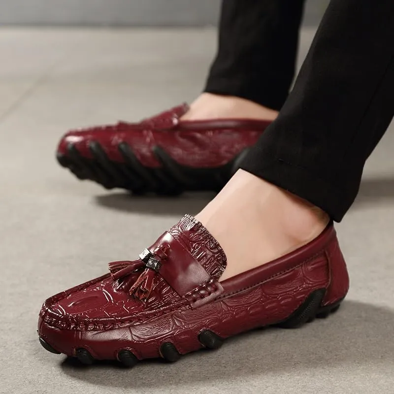 Men's Loafers PU Leather Tassel Penny Loafers Flat Heel Lightweight Comfortable Walking Outdoor Slip On