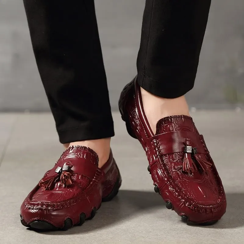 Men's Loafers PU Leather Tassel Penny Loafers Flat Heel Lightweight Comfortable Walking Outdoor Slip On