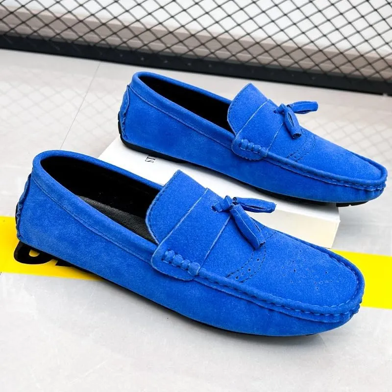 Mens Loafers Shoe Nubuck Leather Tassel Penny Driving Loafers Anti-Slip Lightweight Slip Resistant Casual Slip-ons