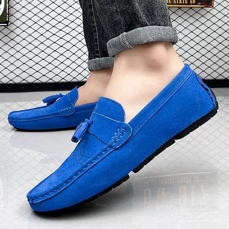 Mens Loafers Shoe Nubuck Leather Tassel Penny Driving Loafers Anti-Slip Lightweight Slip Resistant Casual Slip-ons