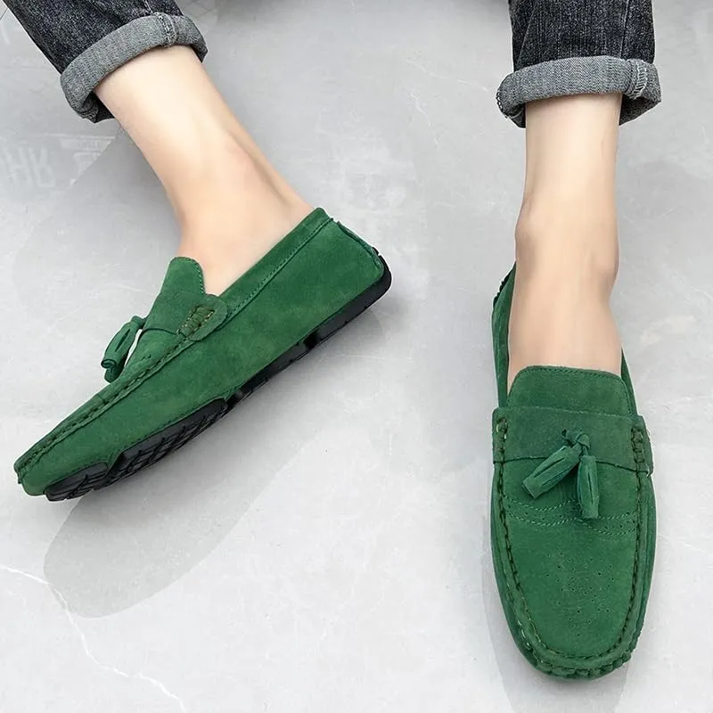 Mens Loafers Shoe Nubuck Leather Tassel Penny Driving Loafers Anti-Slip Lightweight Slip Resistant Casual Slip-ons