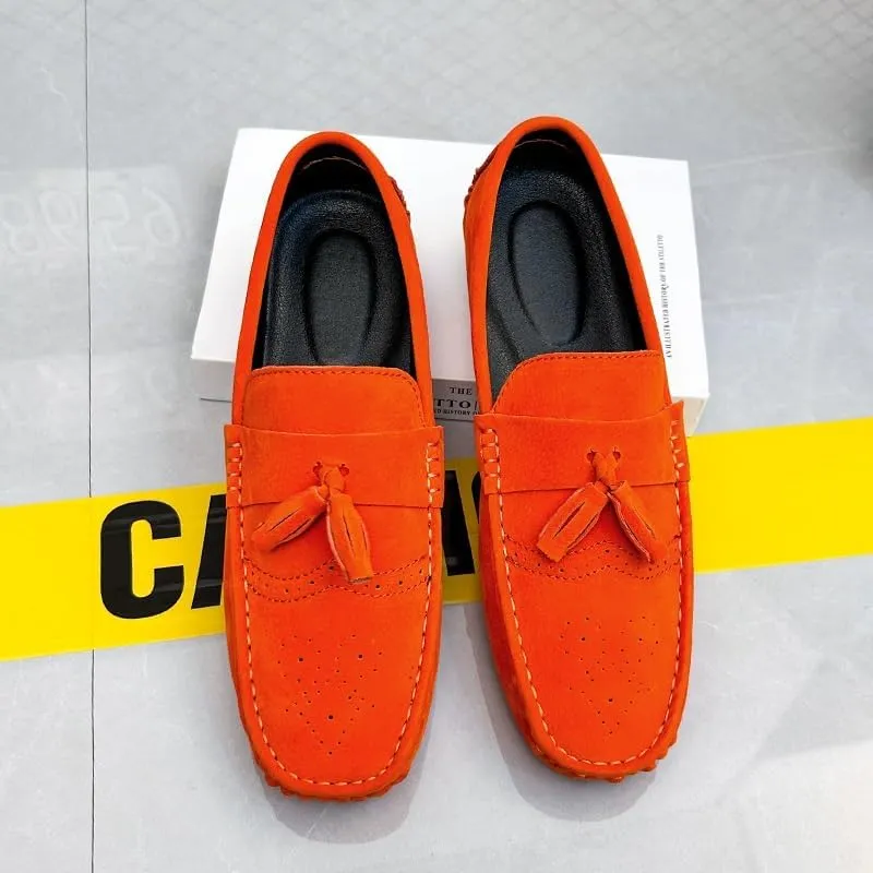 Mens Loafers Shoe Nubuck Leather Tassel Penny Driving Loafers Anti-Slip Lightweight Slip Resistant Casual Slip-ons