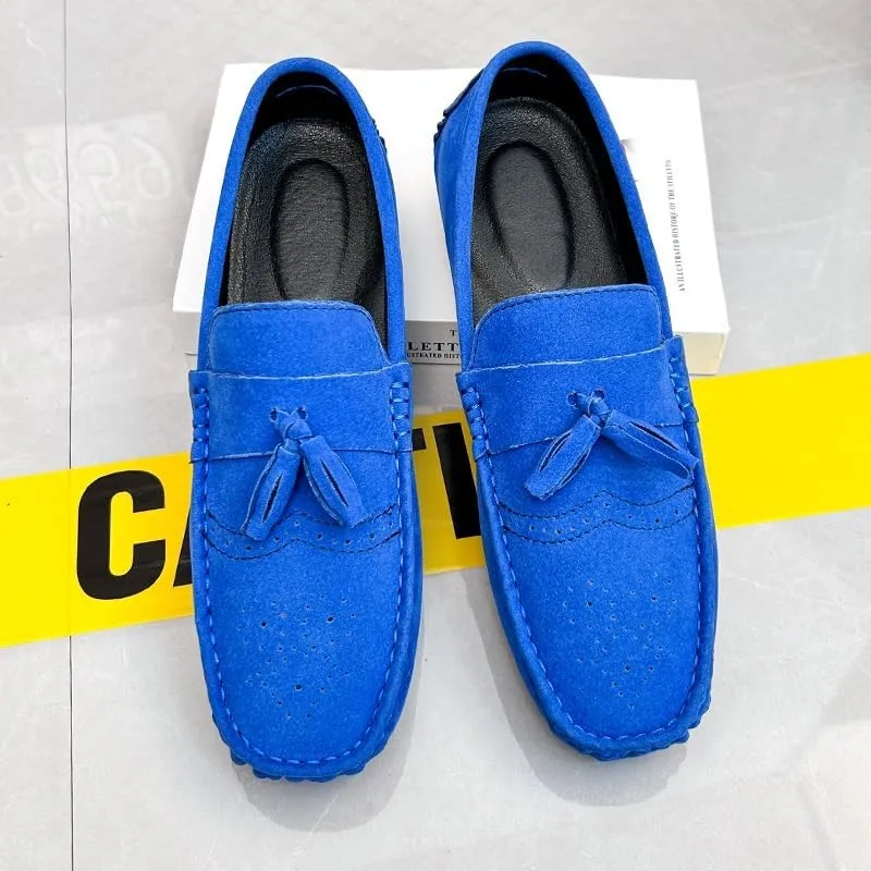 Mens Loafers Shoe Nubuck Leather Tassel Penny Driving Loafers Anti-Slip Lightweight Slip Resistant Casual Slip-ons
