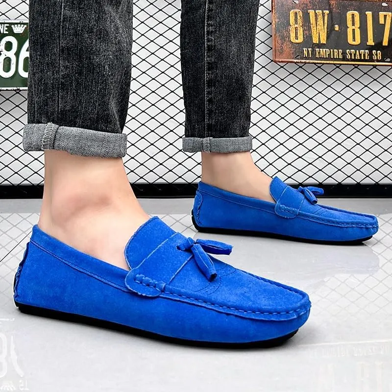 Mens Loafers Shoe Nubuck Leather Tassel Penny Driving Loafers Anti-Slip Lightweight Slip Resistant Casual Slip-ons