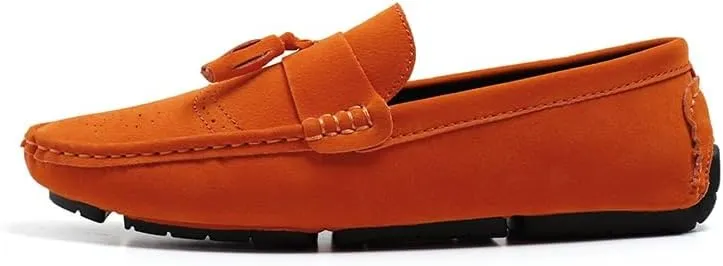 Mens Loafers Shoe Nubuck Leather Tassel Penny Driving Loafers Anti-Slip Lightweight Slip Resistant Casual Slip-ons