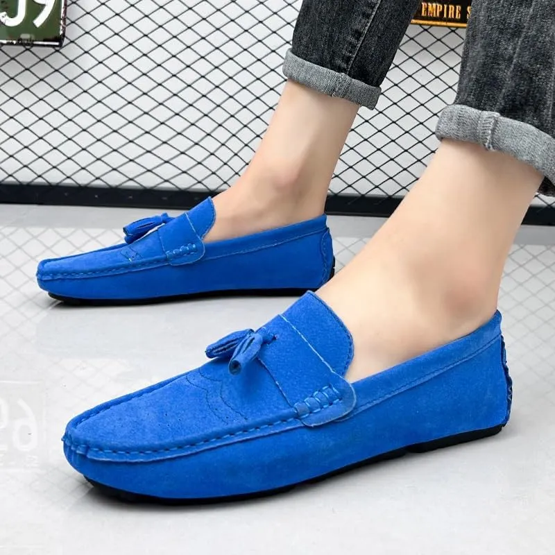 Mens Loafers Shoe Nubuck Leather Tassel Penny Driving Loafers Anti-Slip Lightweight Slip Resistant Casual Slip-ons