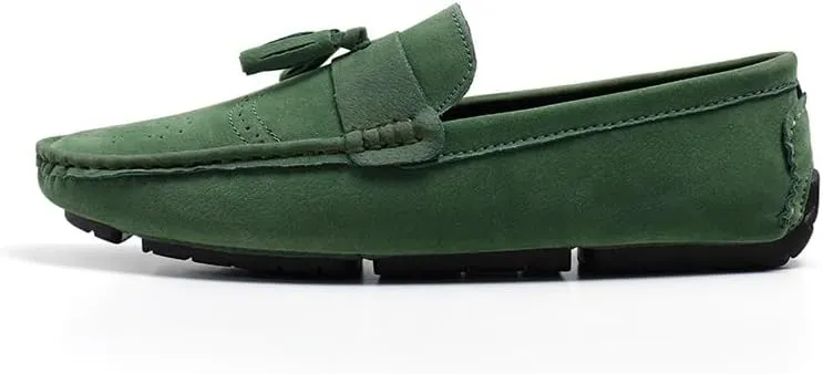 Mens Loafers Shoe Nubuck Leather Tassel Penny Driving Loafers Anti-Slip Lightweight Slip Resistant Casual Slip-ons