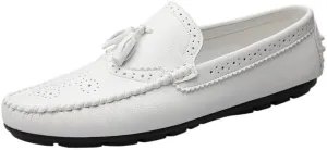 Mens Loafers Shoe Round Toe Brogue Embossed Wing tip with Tassel Driving Loafers Flat Heel Lightweight Comfortable Party Prom Slip-ons