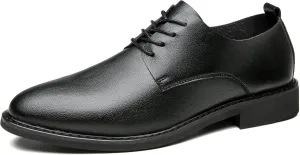Mens Office Oxford Dress Shoes, Leather Pointed Toe Lace Up Business Wedding Classic Tuxedo Brogue Shoes