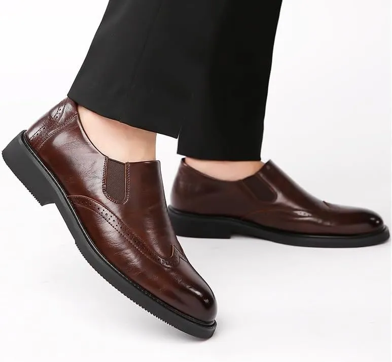 Men's Oxford Shoes Mens Casual Slip-On Loafers Genuine Leather Comfortable Business Dress Shoes