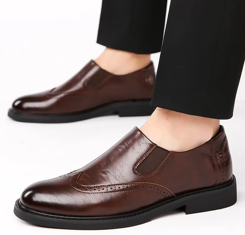 Men's Oxford Shoes Mens Casual Slip-On Loafers Genuine Leather Comfortable Business Dress Shoes