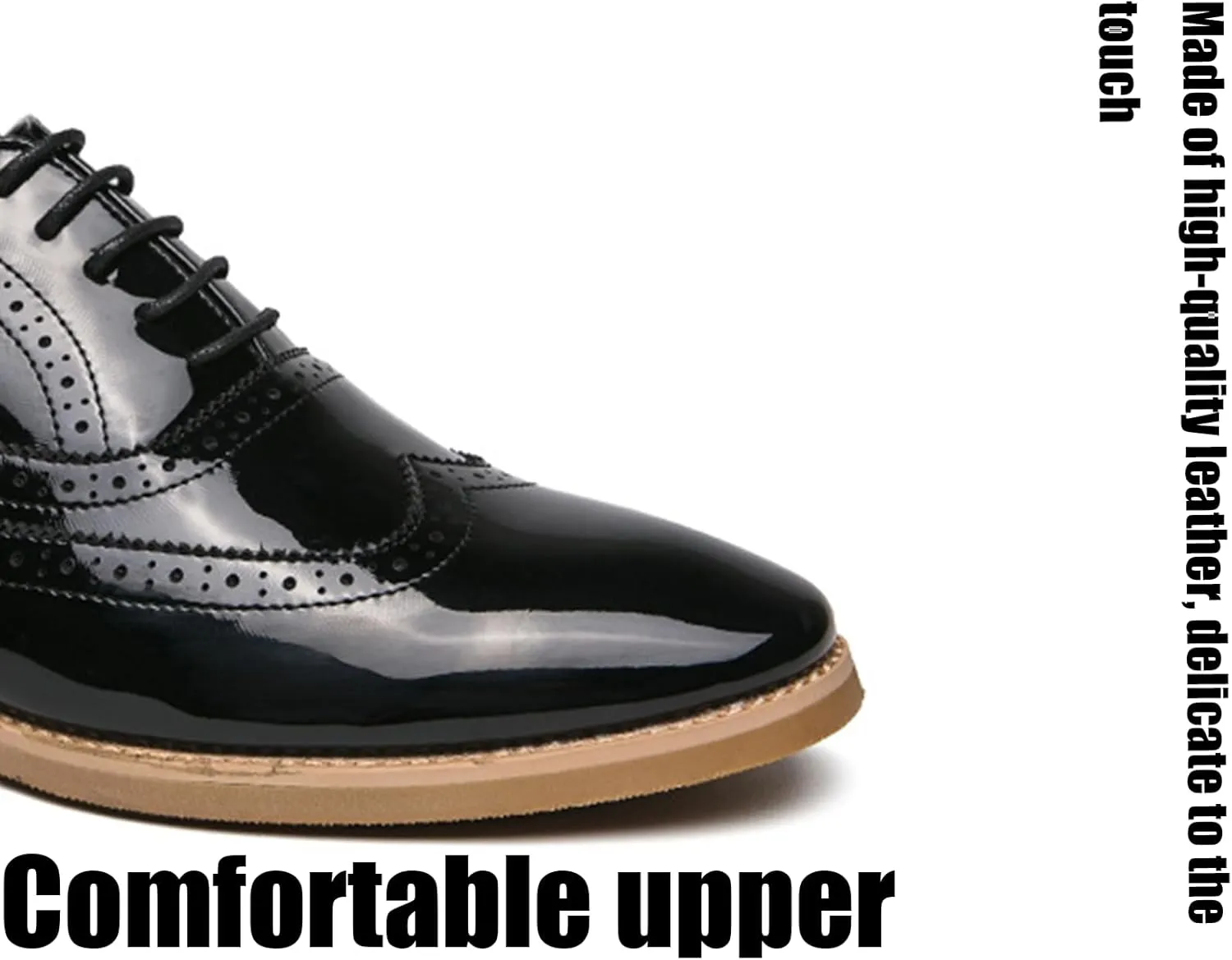Men's Pointed Toe Wingtip Patent Leather Oxfords Formal Dress Shoes Fashion Retro Carved Brogue Lace Up Derby Business Shoes Soft Sole Breathable Comfory Wedding Tuxedo Shoes