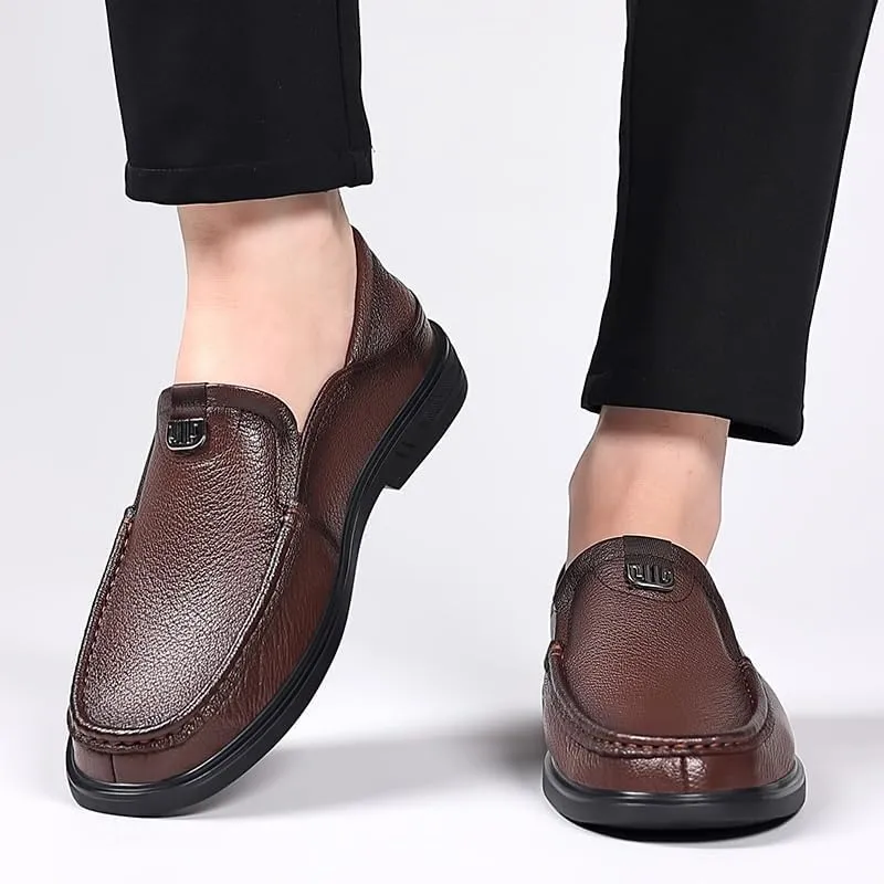 Mens Prom Loafers Suede Vamp Classic Solid Color Round Toe Party Wedding Slip Resistant Block Heel Anti-Slip Rubber Sole Classic