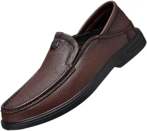 Mens Prom Loafers Suede Vamp Classic Solid Color Round Toe Party Wedding Slip Resistant Block Heel Anti-Slip Rubber Sole Classic