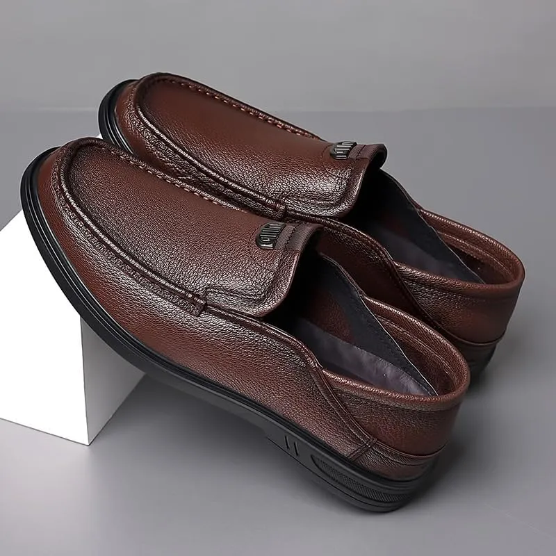 Mens Prom Loafers Suede Vamp Classic Solid Color Round Toe Party Wedding Slip Resistant Block Heel Anti-Slip Rubber Sole Classic