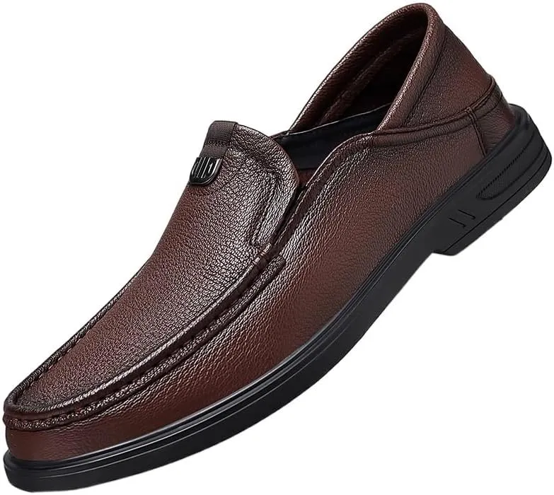 Mens Prom Loafers Suede Vamp Classic Solid Color Round Toe Party Wedding Slip Resistant Block Heel Anti-Slip Rubber Sole Classic