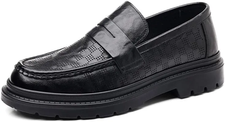 Men's Slip-Ons Loafers Fashion Classic Business Oxfords Shoes Breathable Leather Wingtip Brogue Shoes for Men