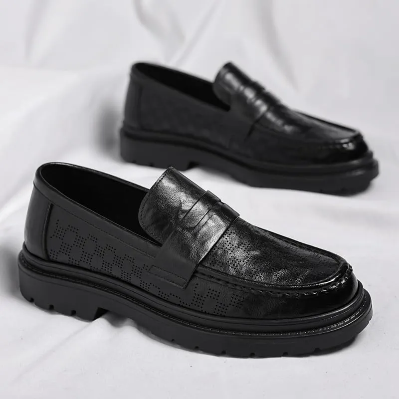 Men's Slip-Ons Loafers Fashion Classic Business Oxfords Shoes Breathable Leather Wingtip Brogue Shoes for Men