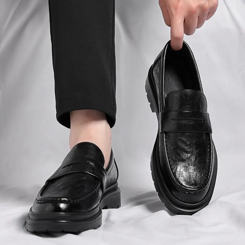 Men's Slip-Ons Loafers Fashion Classic Business Oxfords Shoes Breathable Leather Wingtip Brogue Shoes for Men
