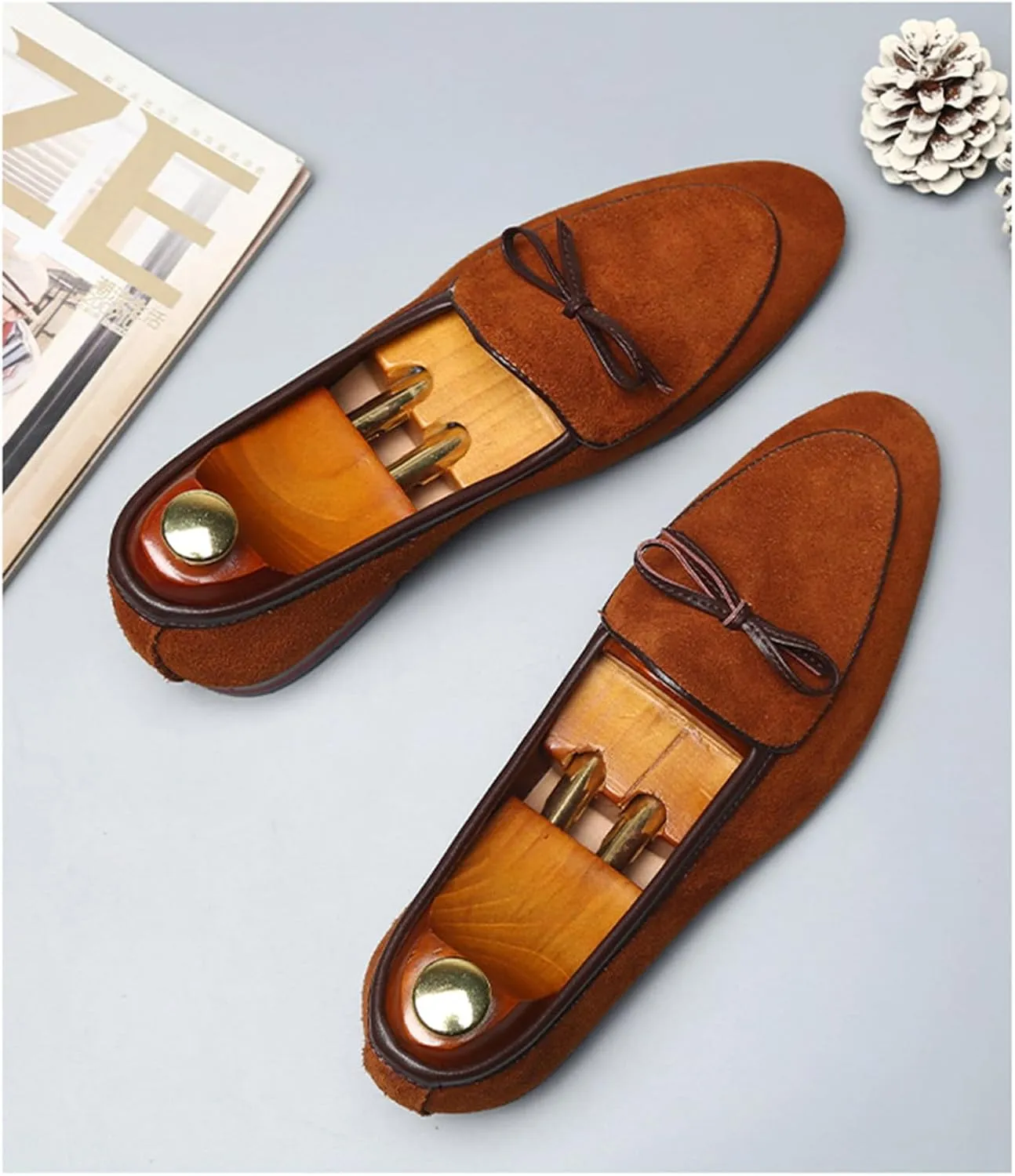 Men's Suede PU Leather Tassel Loafers Cowhide Slip-On Driving Casual Formal Dress Shoes