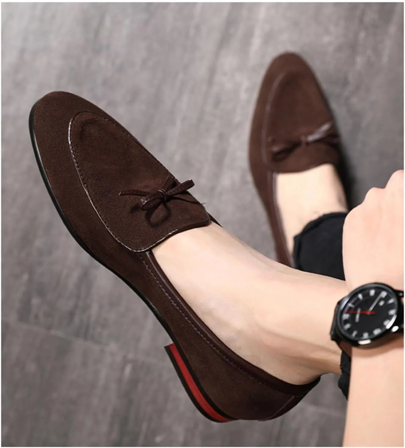 Men's Suede PU Leather Tassel Loafers Cowhide Slip-On Driving Casual Formal Dress Shoes