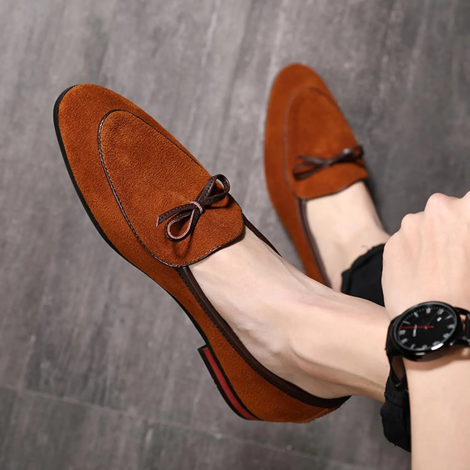 Men's Suede PU Leather Tassel Loafers Cowhide Slip-On Driving Casual Formal Dress Shoes