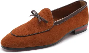 Men's Suede PU Leather Tassel Loafers Cowhide Slip-On Driving Casual Formal Dress Shoes