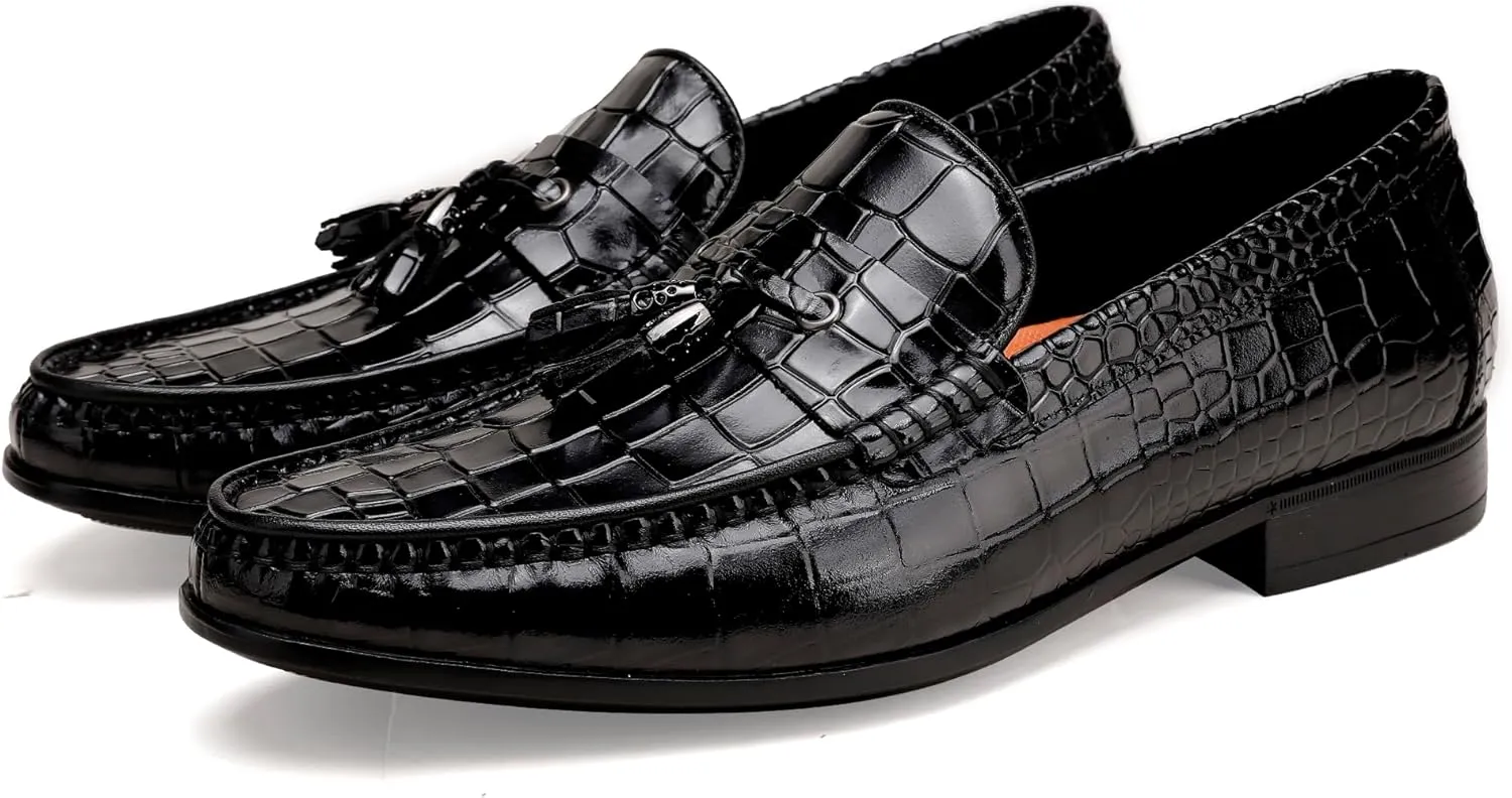 Men's Tassel Loafer, Smooth Leather Penny Loafer Classic Slip-On Tassel Dress Shoes for Mens Wedding Party Casual Shoes