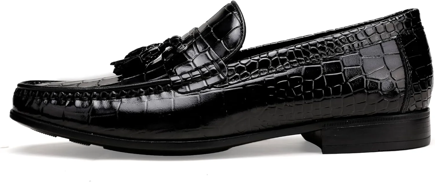 Men's Tassel Loafer, Smooth Leather Penny Loafer Classic Slip-On Tassel Dress Shoes for Mens Wedding Party Casual Shoes