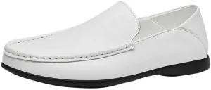 Mens Vintage Loafers Vegan Leather Moccasins Shoe Round Toe Solid Color Comfortable Fashion Classic Slip On